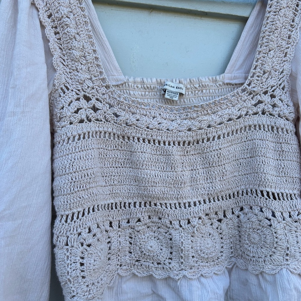 Elegant Cream Crochet Women's Top - Picture 2 of 8